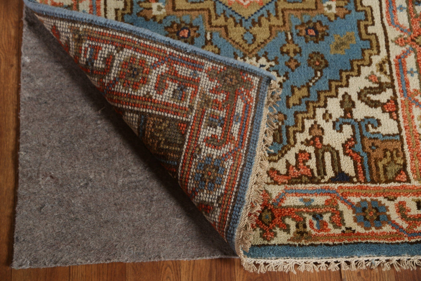 Light Blue Heriz Serapi Runner Rug 3x8