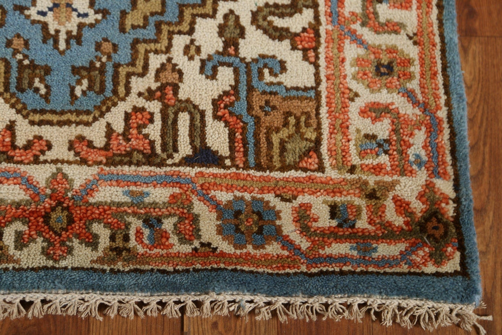 Light Blue Heriz Serapi Runner Rug 3x8