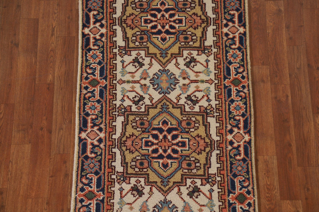 Hand-Knotted Heriz Serapi Runner Rug 3x10