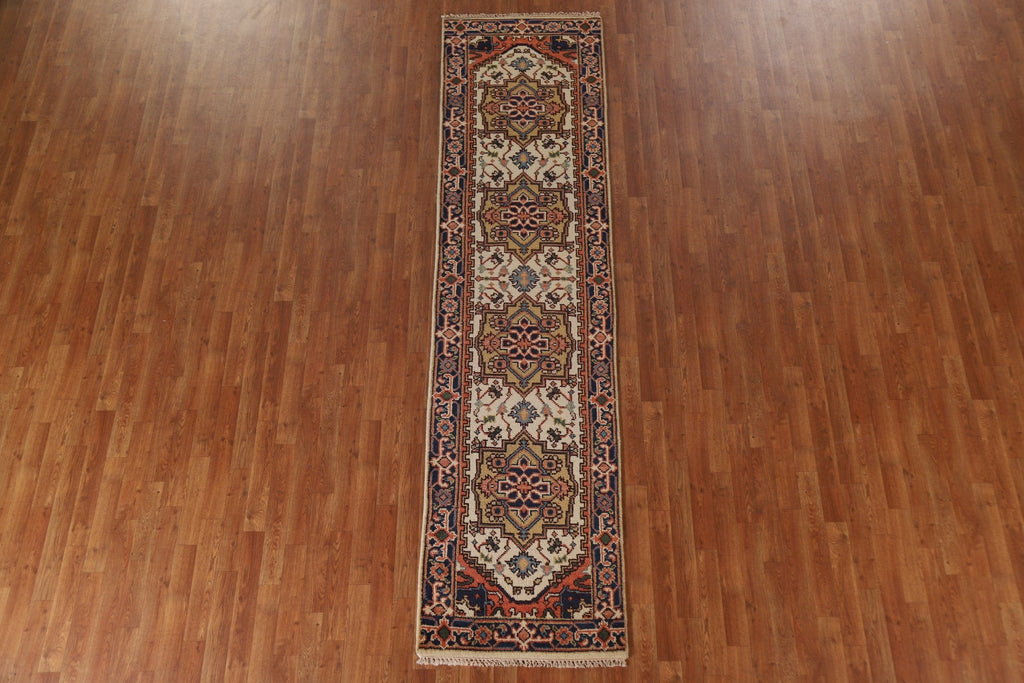 Hand-Knotted Heriz Serapi Runner Rug 3x10