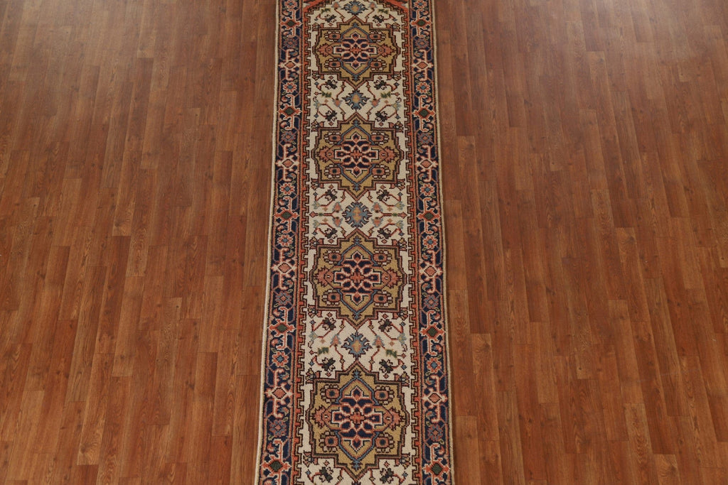 Hand-Knotted Heriz Serapi Runner Rug 3x10