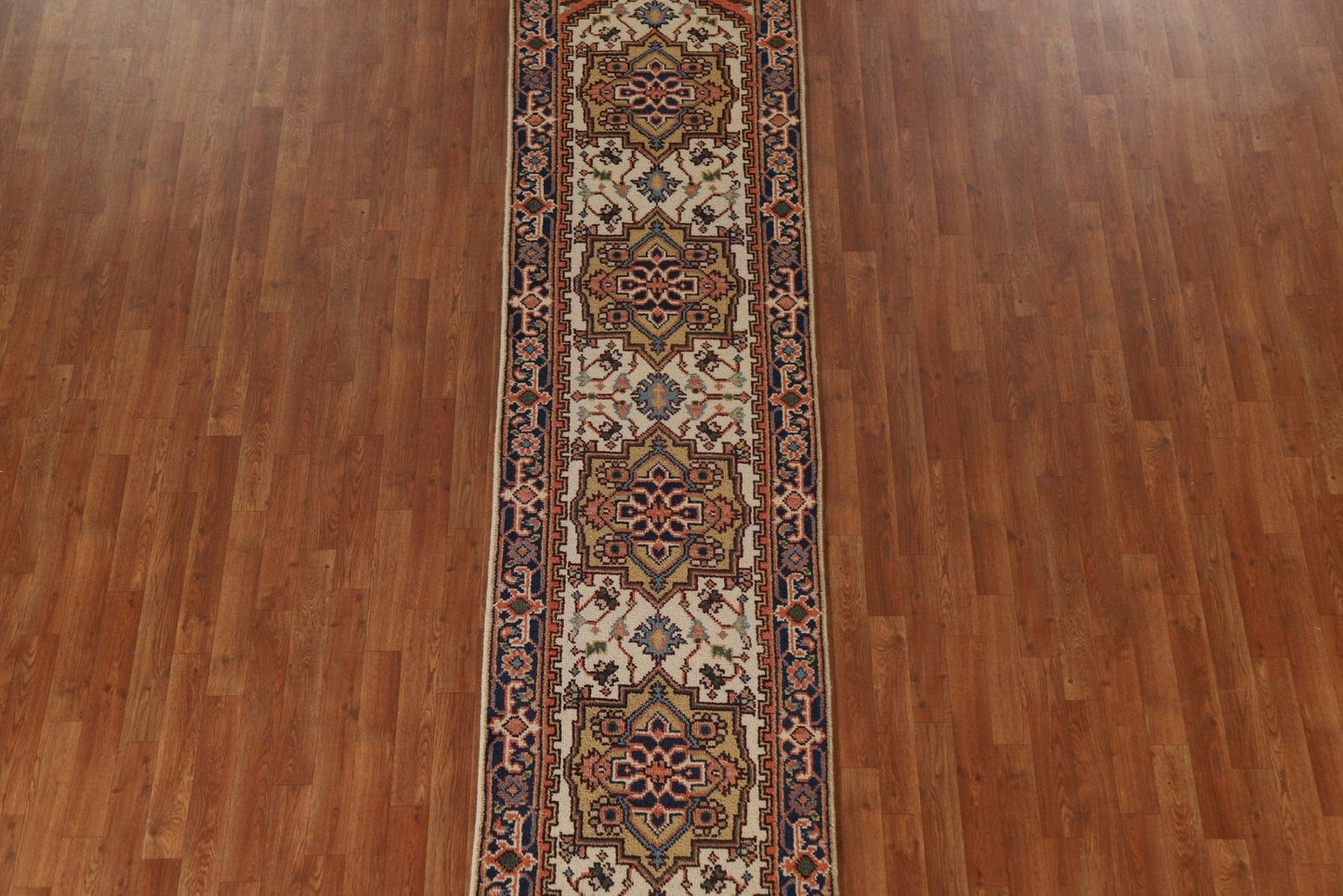 Hand-Knotted Heriz Serapi Runner Rug 3x10