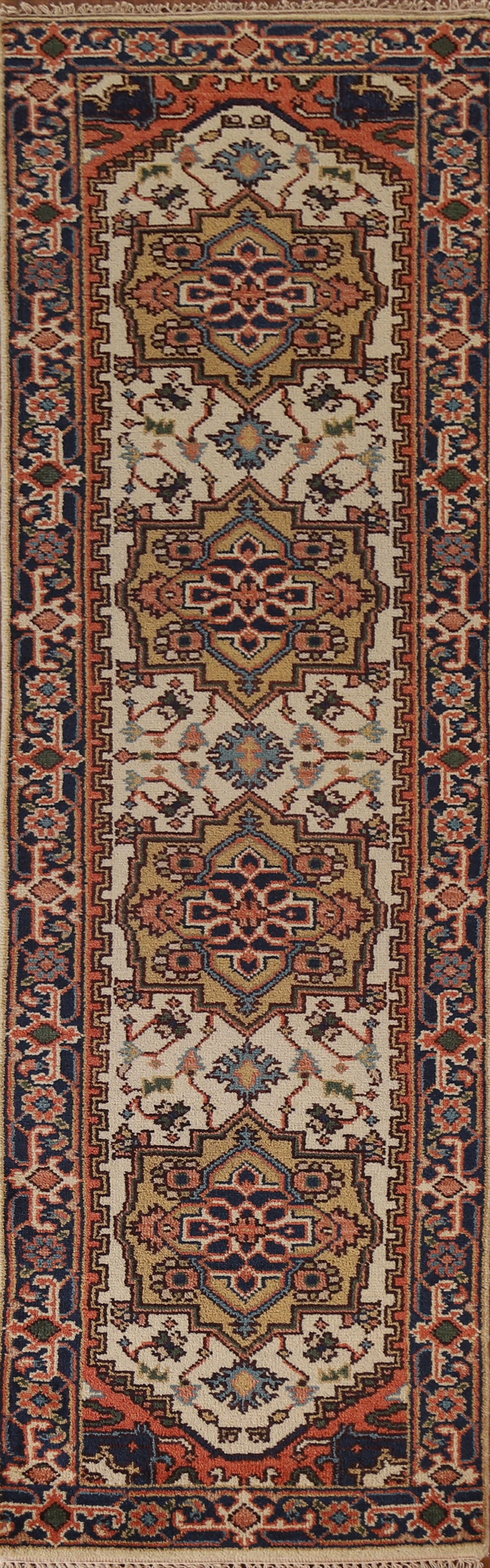 Hand-Knotted Heriz Serapi Runner Rug 3x10