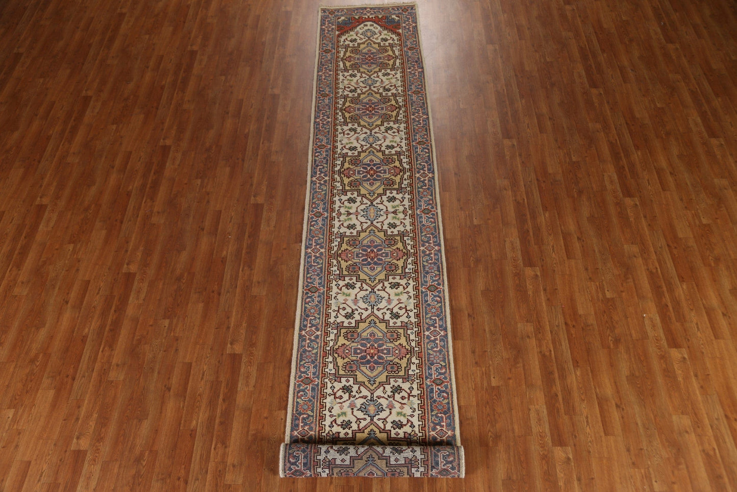 Handmade Heriz Serapi Runner Rug 3x14