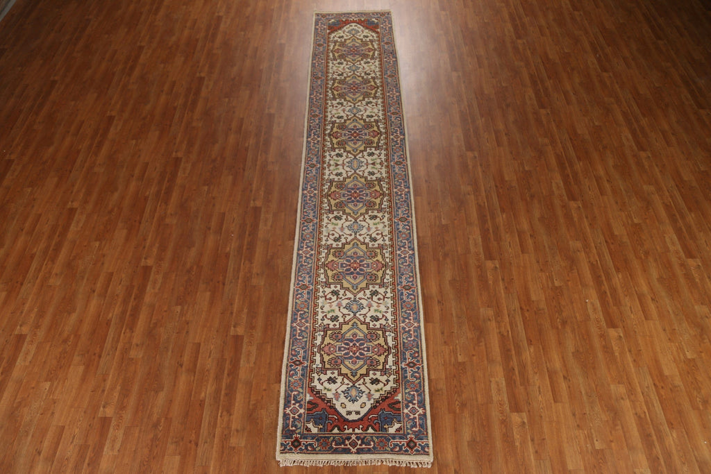 Handmade Heriz Serapi Runner Rug 3x14