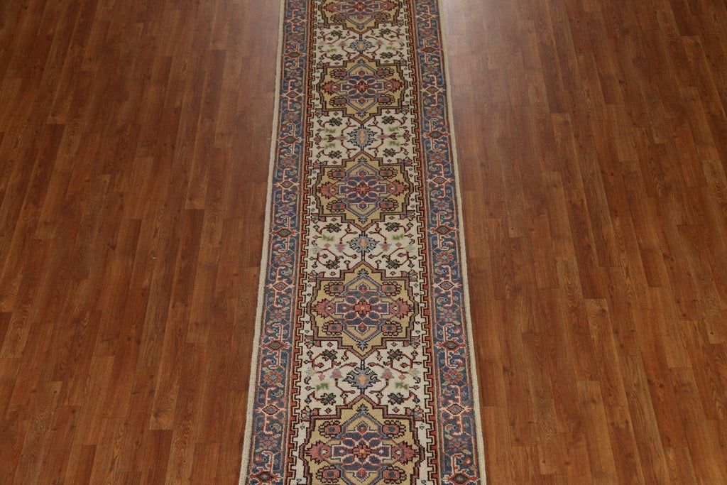 Handmade Heriz Serapi Runner Rug 3x14