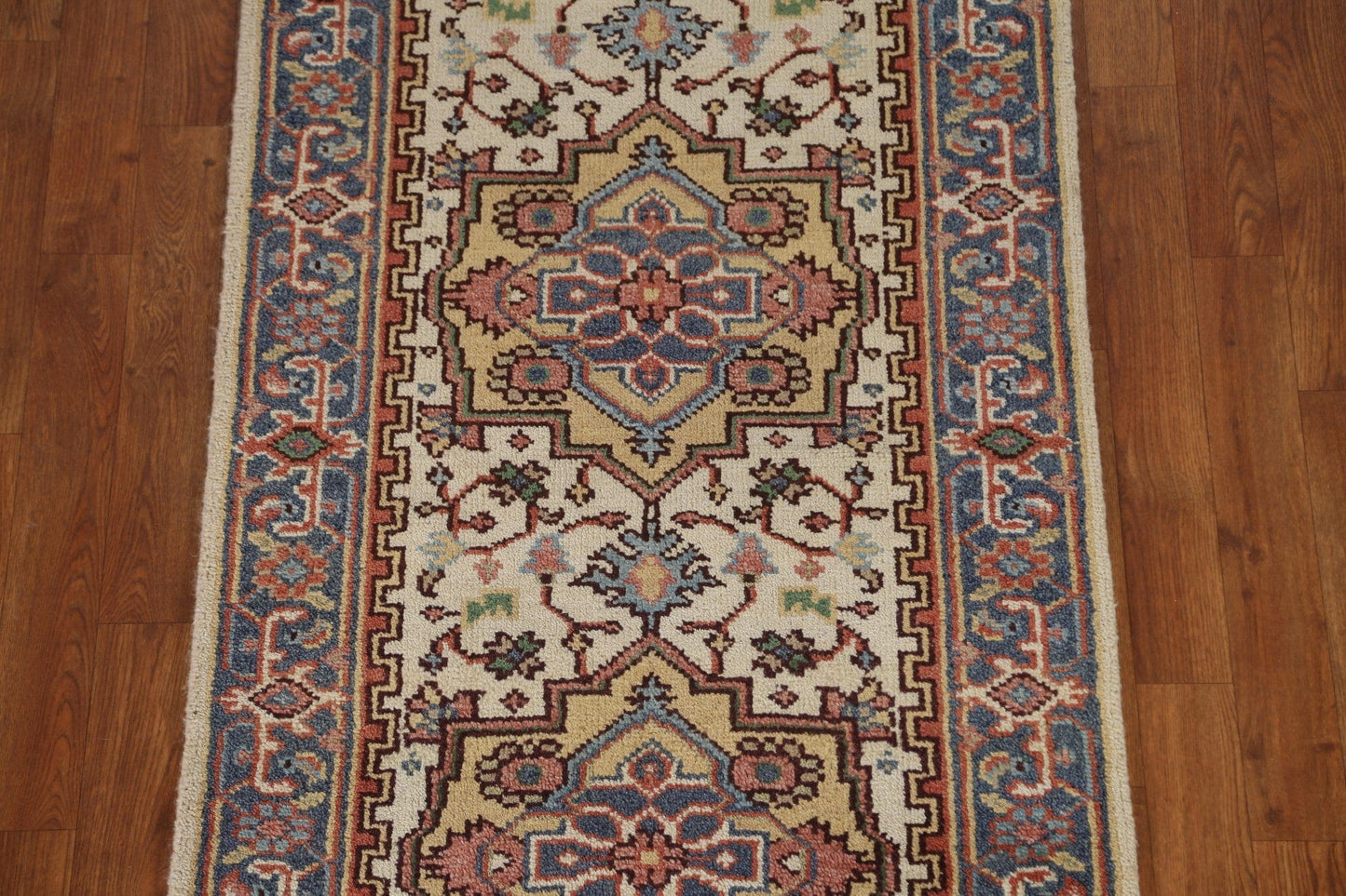 Handmade Heriz Serapi Runner Rug 3x14