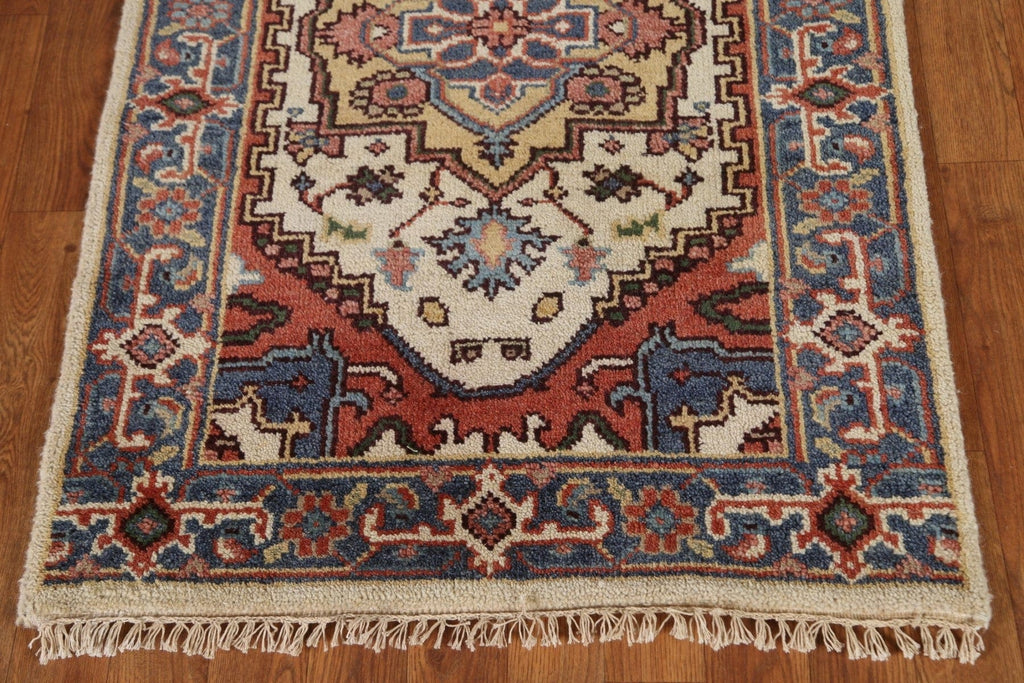 Handmade Heriz Serapi Runner Rug 3x14