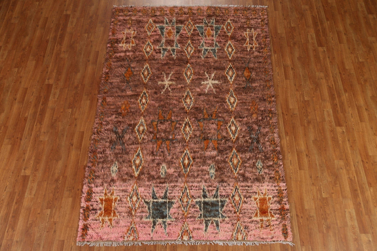 Pink/ Brown Moroccan Berber Area Rug 6x9