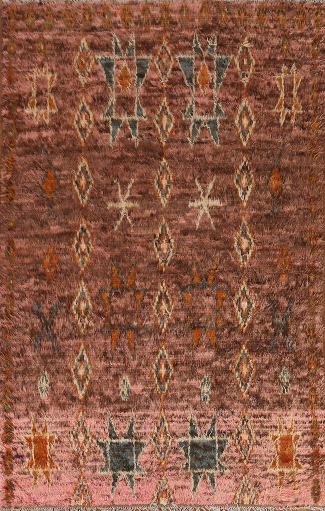 Pink/ Brown Moroccan Berber Area Rug 6x9