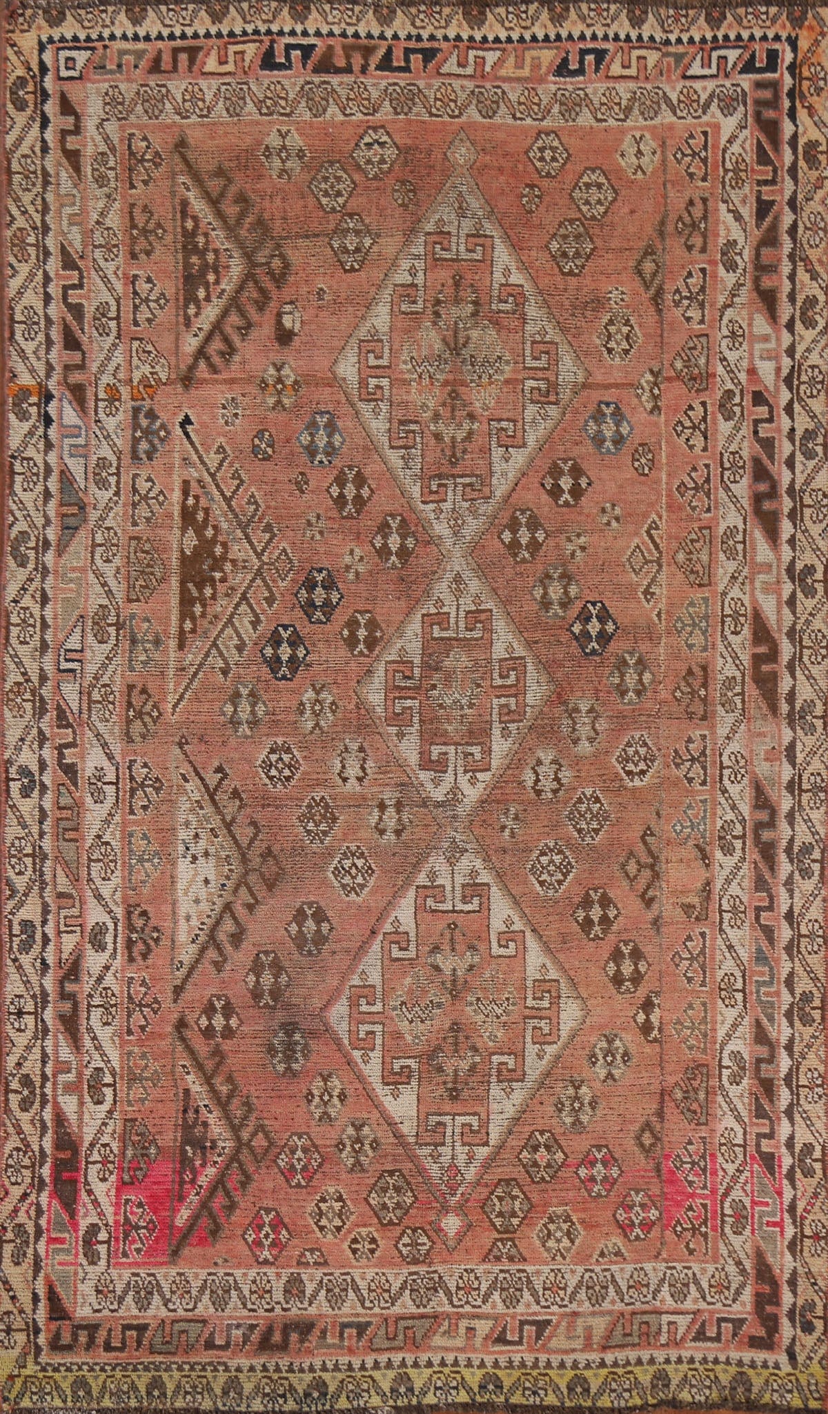 Vintage Wool Qashqai Persian Area Rug 5x8