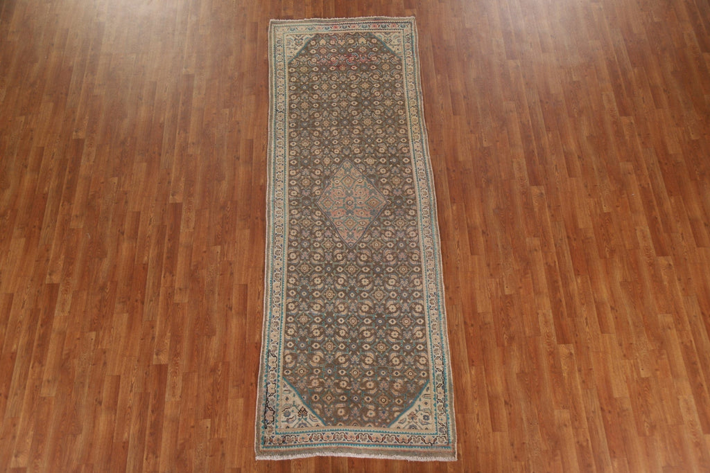 Vintage Brown Mahal Persian Runner Rug 3x10