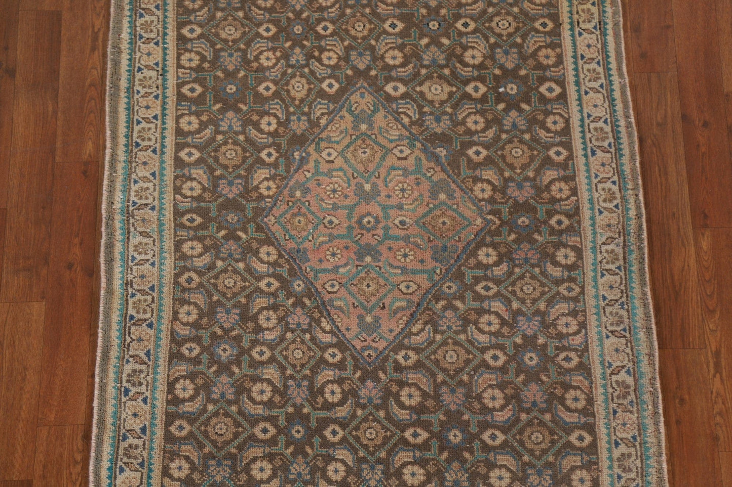 Vintage Brown Mahal Persian Runner Rug 3x10