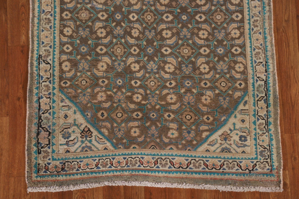 Vintage Brown Mahal Persian Runner Rug 3x10