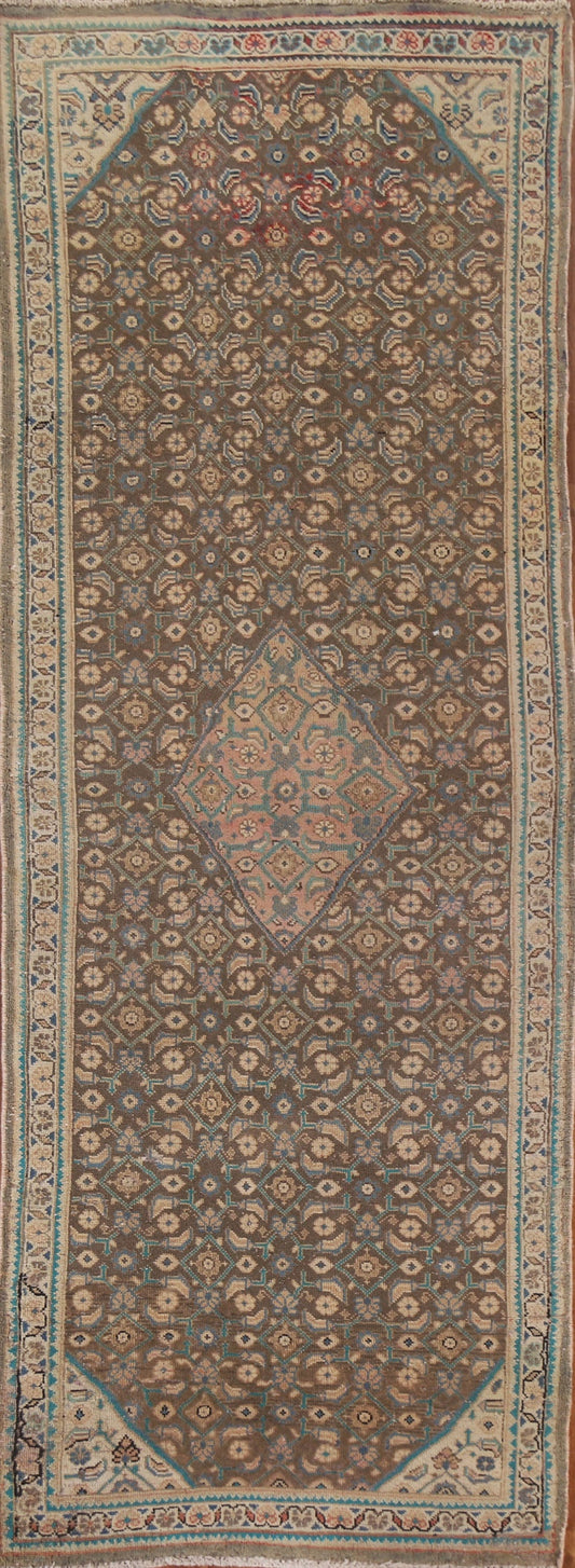 Vintage Brown Mahal Persian Runner Rug 3x10