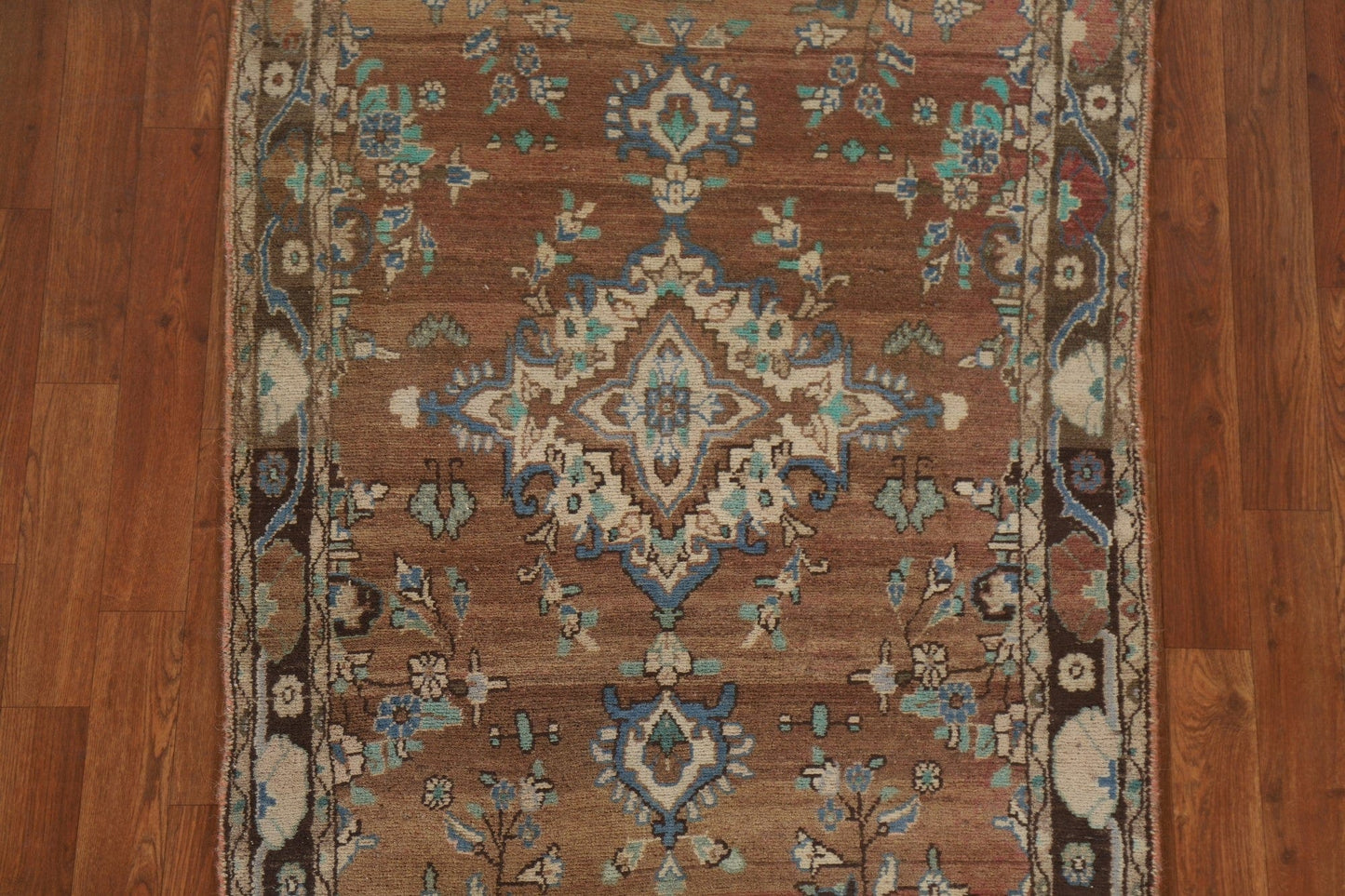 Brown Wool Hamedan Persian Runner Rug 3x9