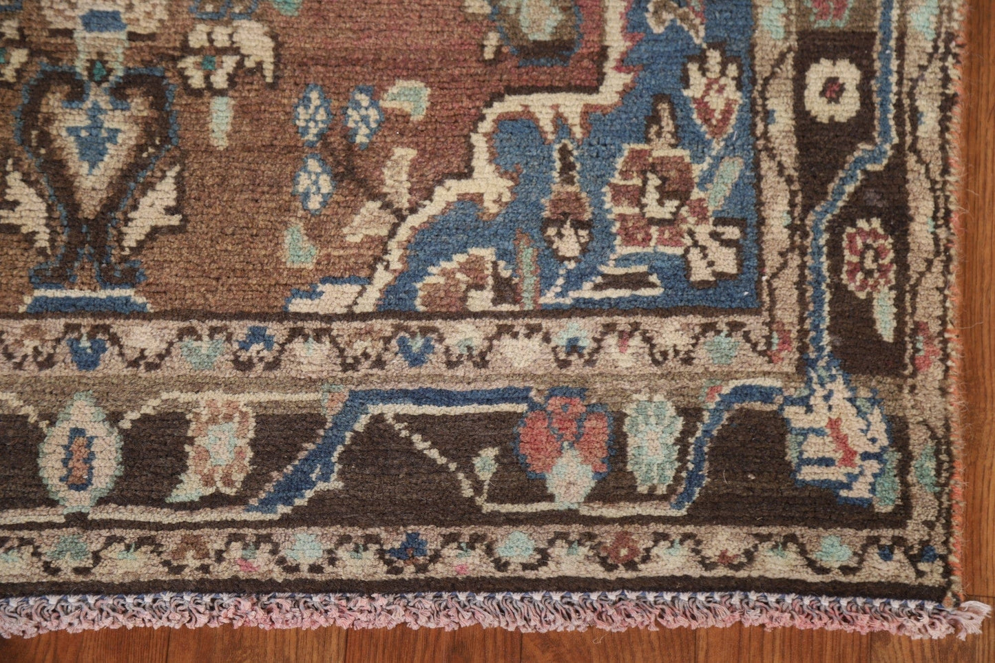 Brown Wool Hamedan Persian Runner Rug 3x9