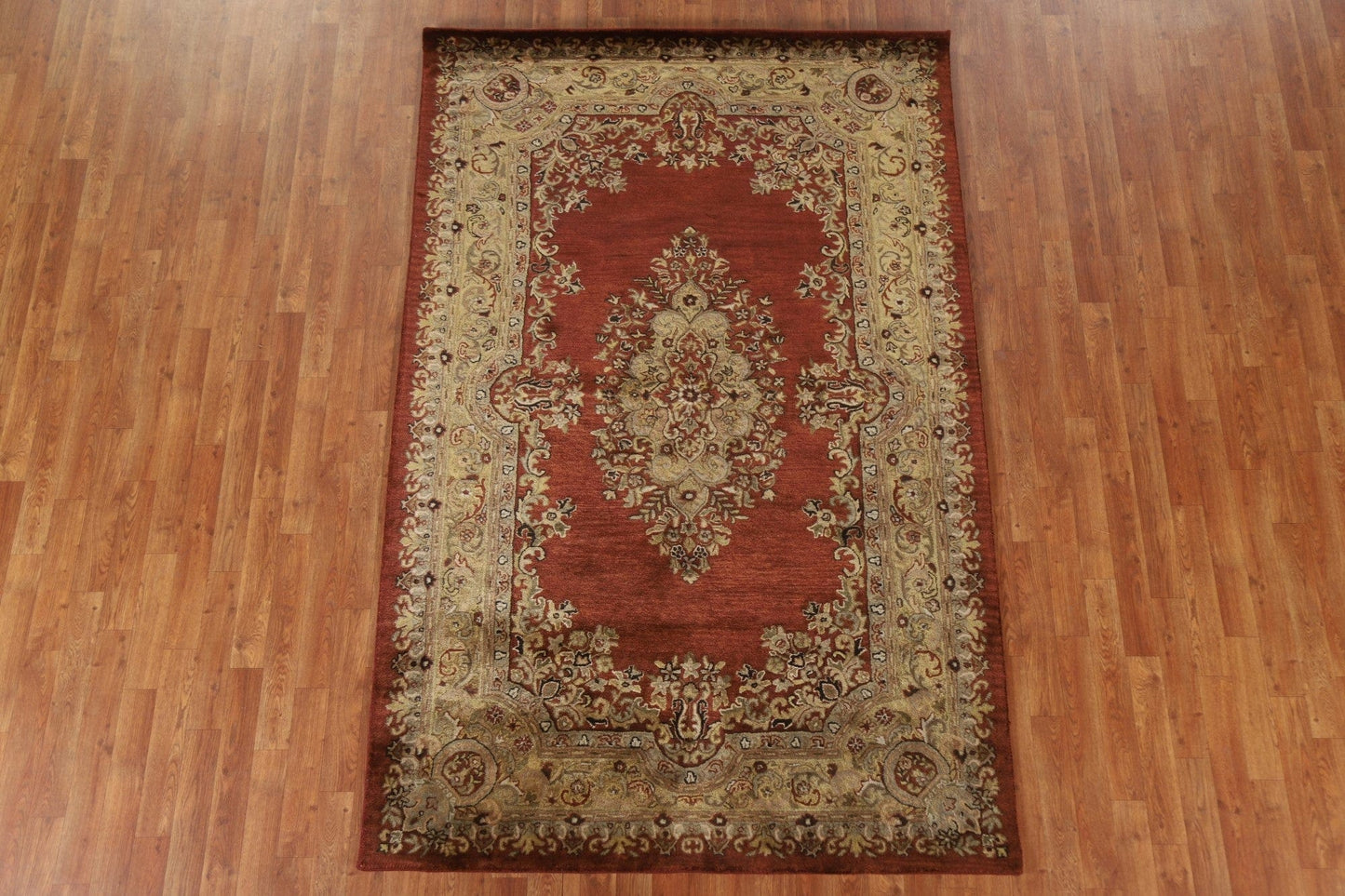 Hand-Tufted Wool Aubusson Indian Rug 5x8