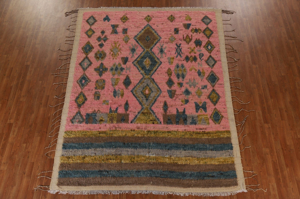 Pink Moroccan Tribal Area Rug 8x10