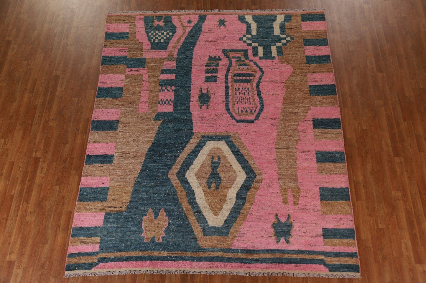 Pink Wool Moroccan Area Rug 8x10