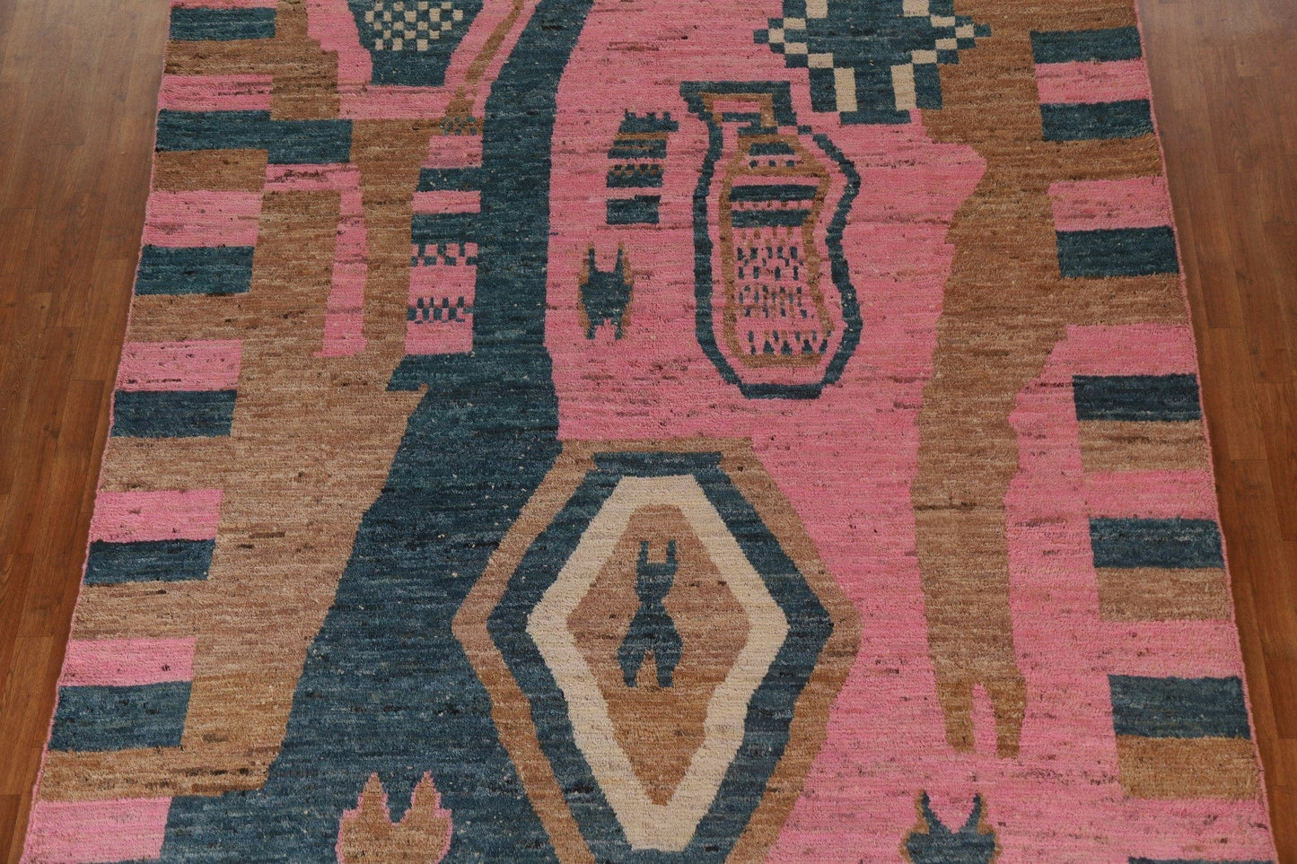 Pink Wool Moroccan Area Rug 8x10