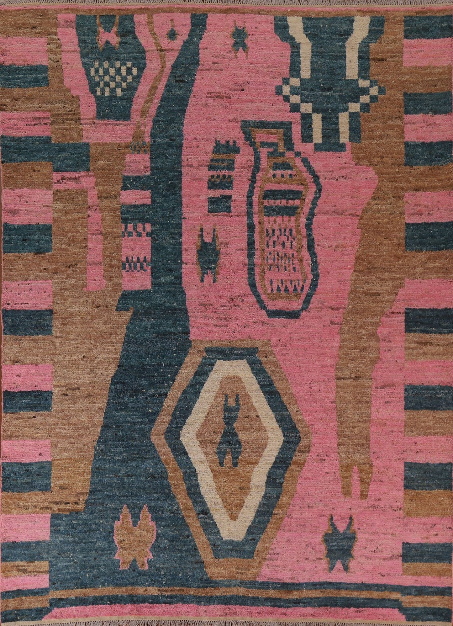 Pink Wool Moroccan Area Rug 8x10