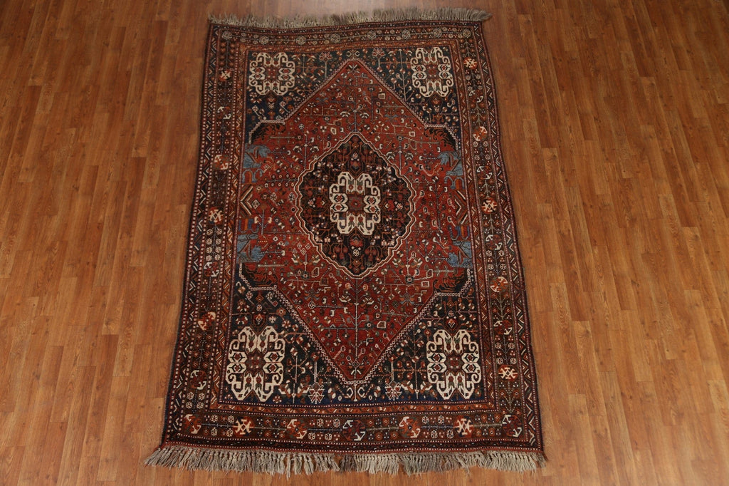 Vegetable Dye Antique Qashqai Persian Area Rug 6x8