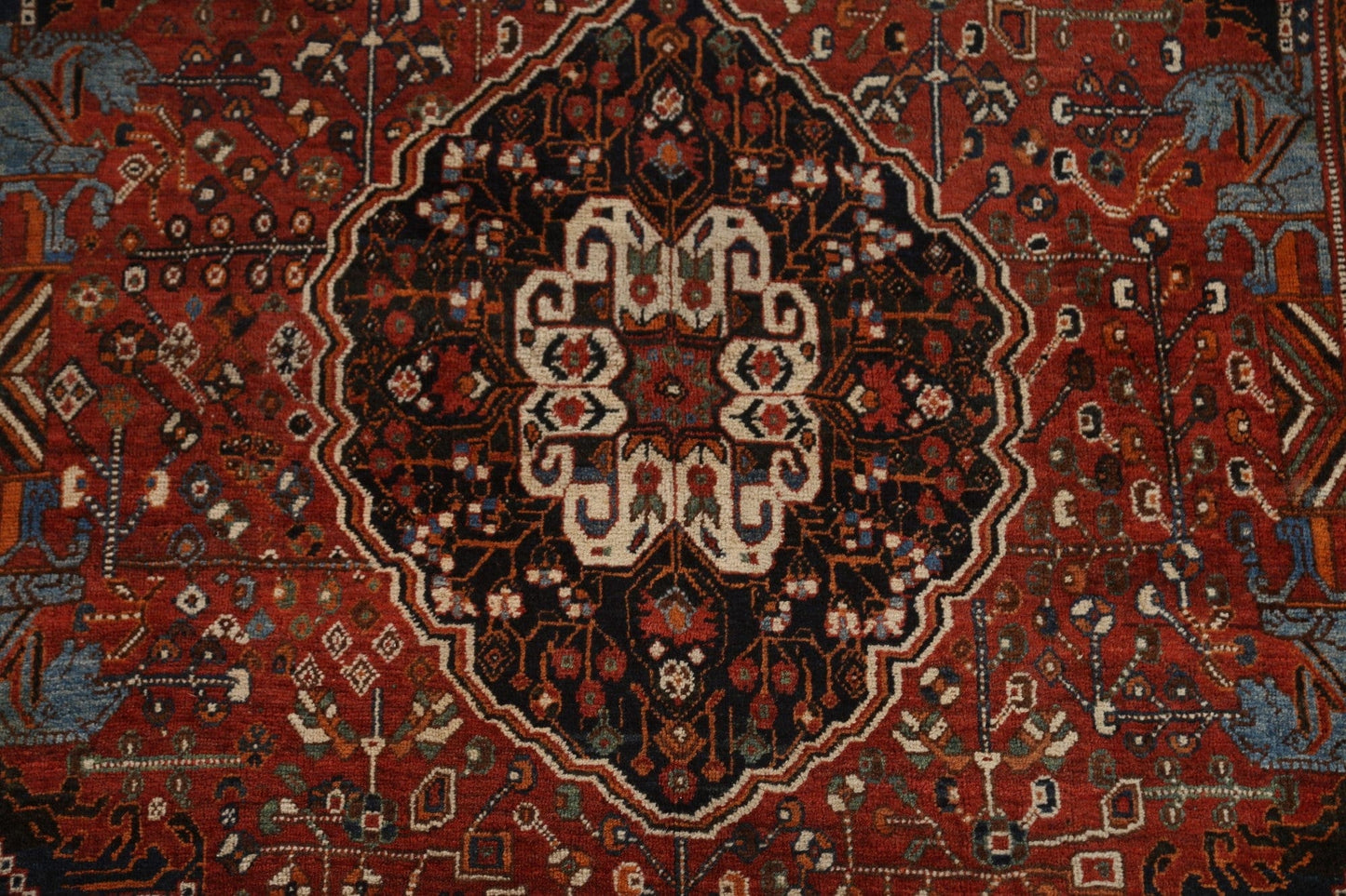 Vegetable Dye Antique Qashqai Persian Area Rug 6x8