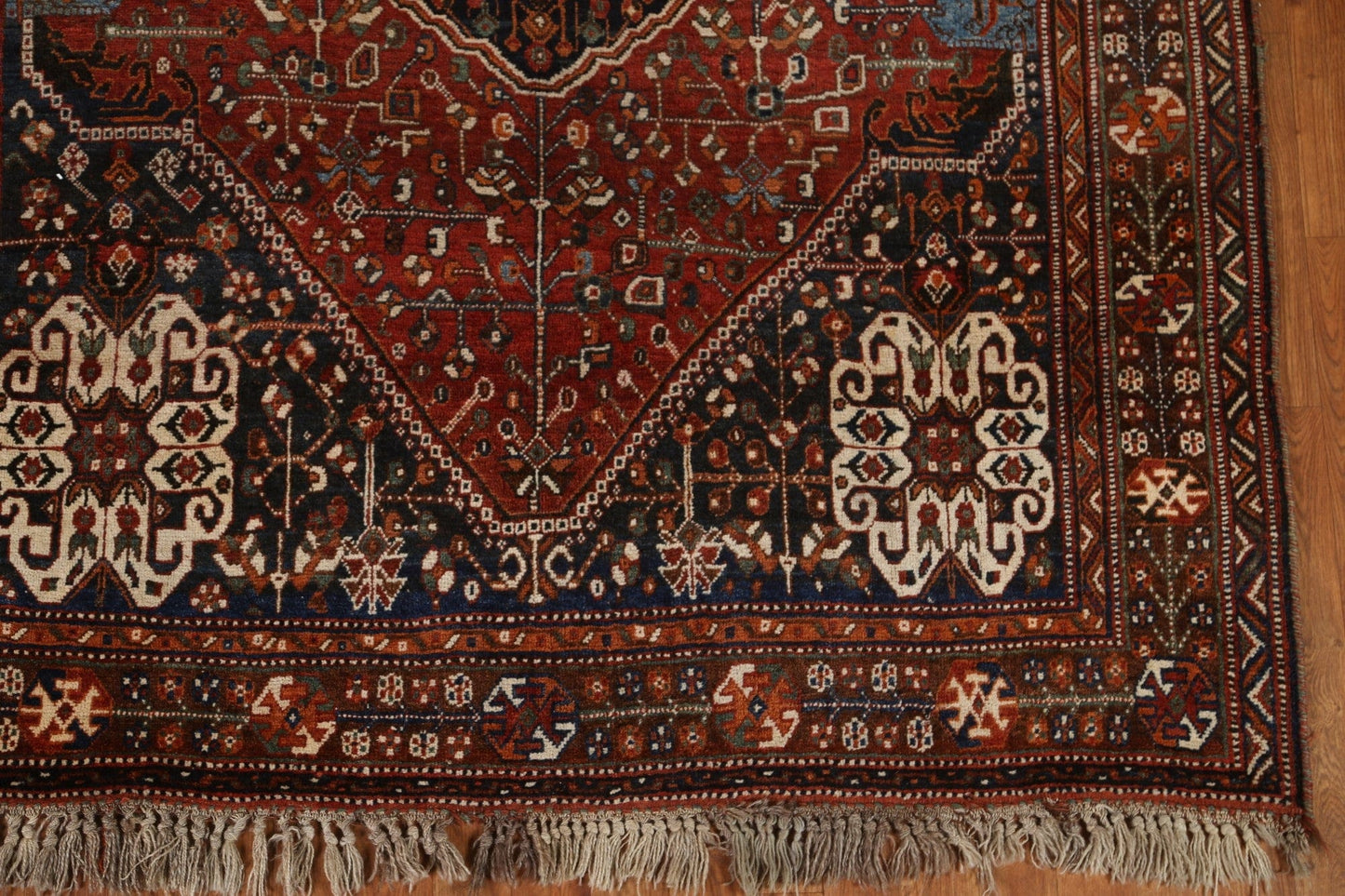 Vegetable Dye Antique Qashqai Persian Area Rug 6x8