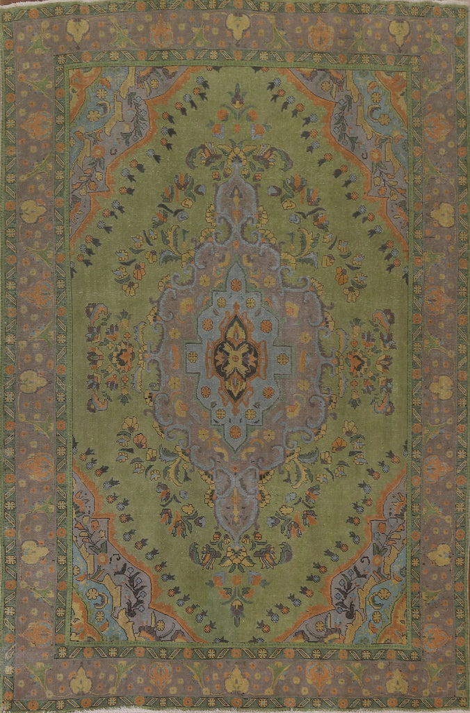 Over-Dyed Green Tabriz Persian Area Rug 8x11