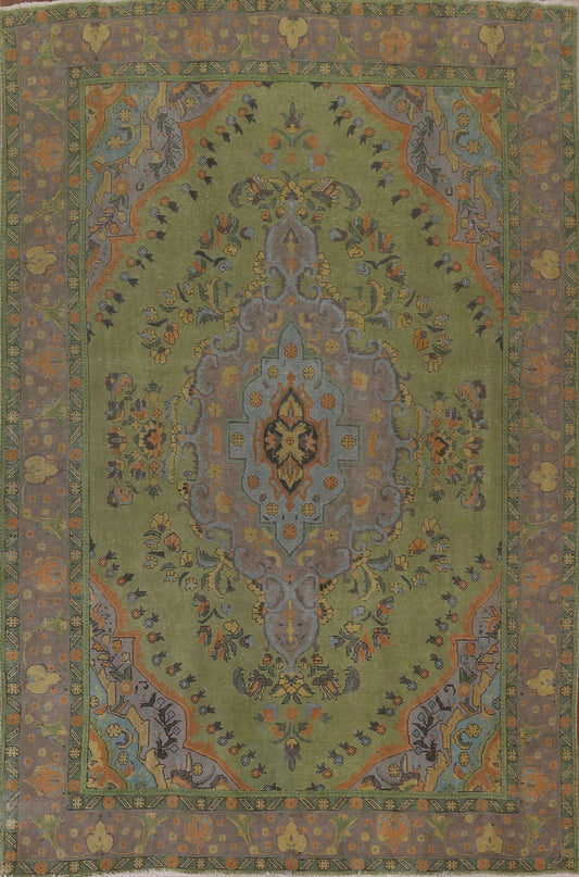 Over-Dyed Green Tabriz Persian Area Rug 8x11