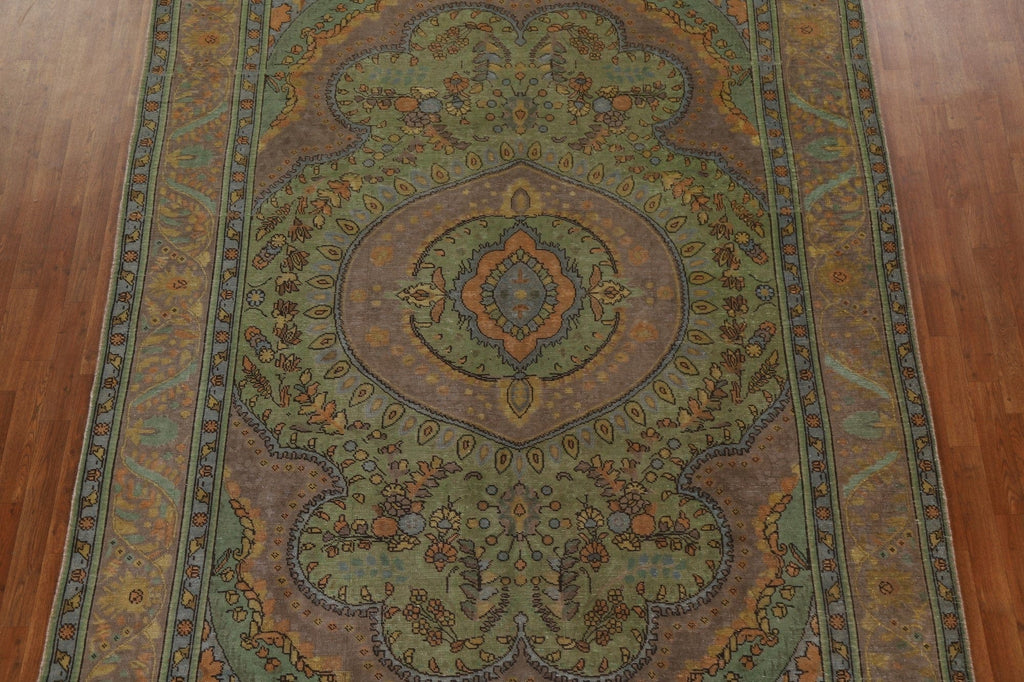 Over-Dyed Green Tabriz Persian Area Rug 8x11