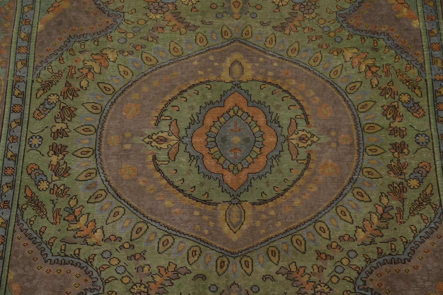 Over-Dyed Green Tabriz Persian Area Rug 8x11