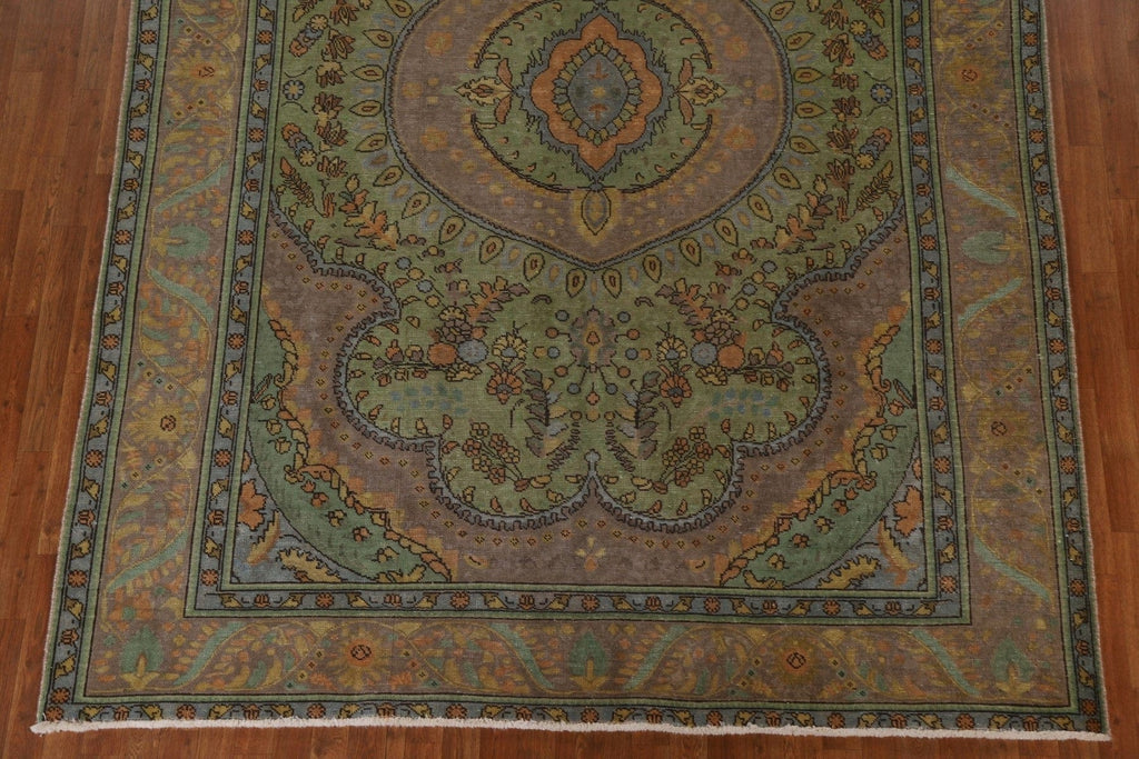 Over-Dyed Green Tabriz Persian Area Rug 8x11