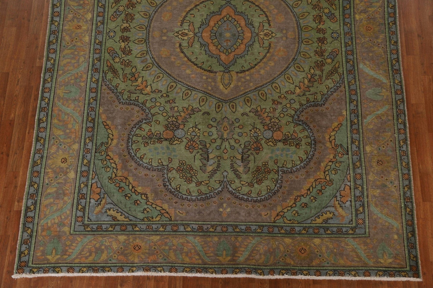 Over-Dyed Green Tabriz Persian Area Rug 8x11