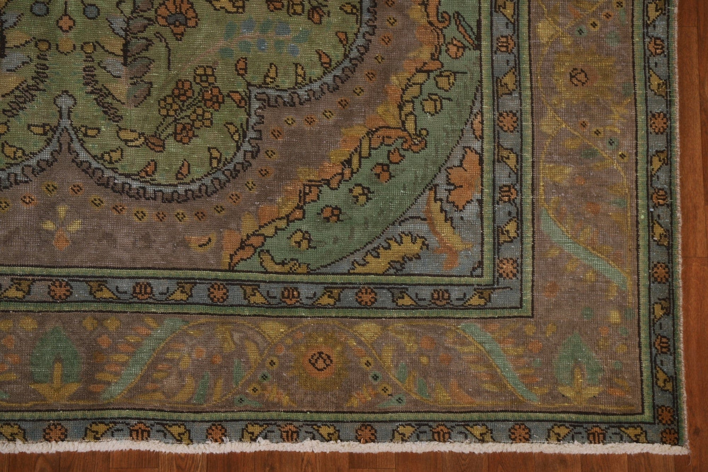 Over-Dyed Green Tabriz Persian Area Rug 8x11