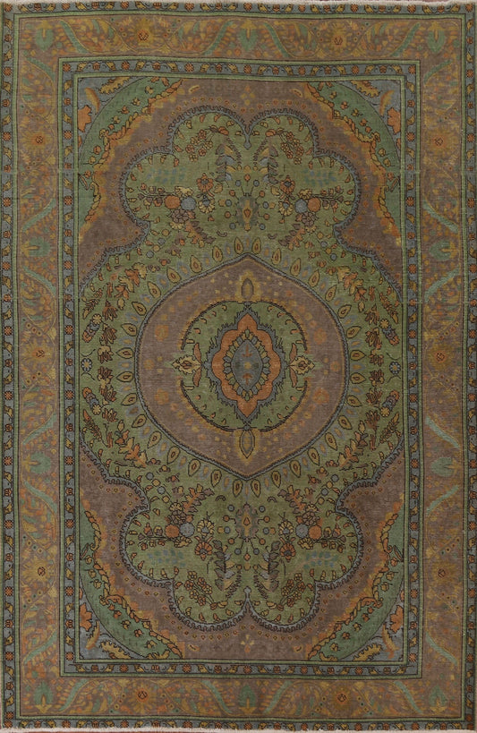 Over-Dyed Green Tabriz Persian Area Rug 8x11