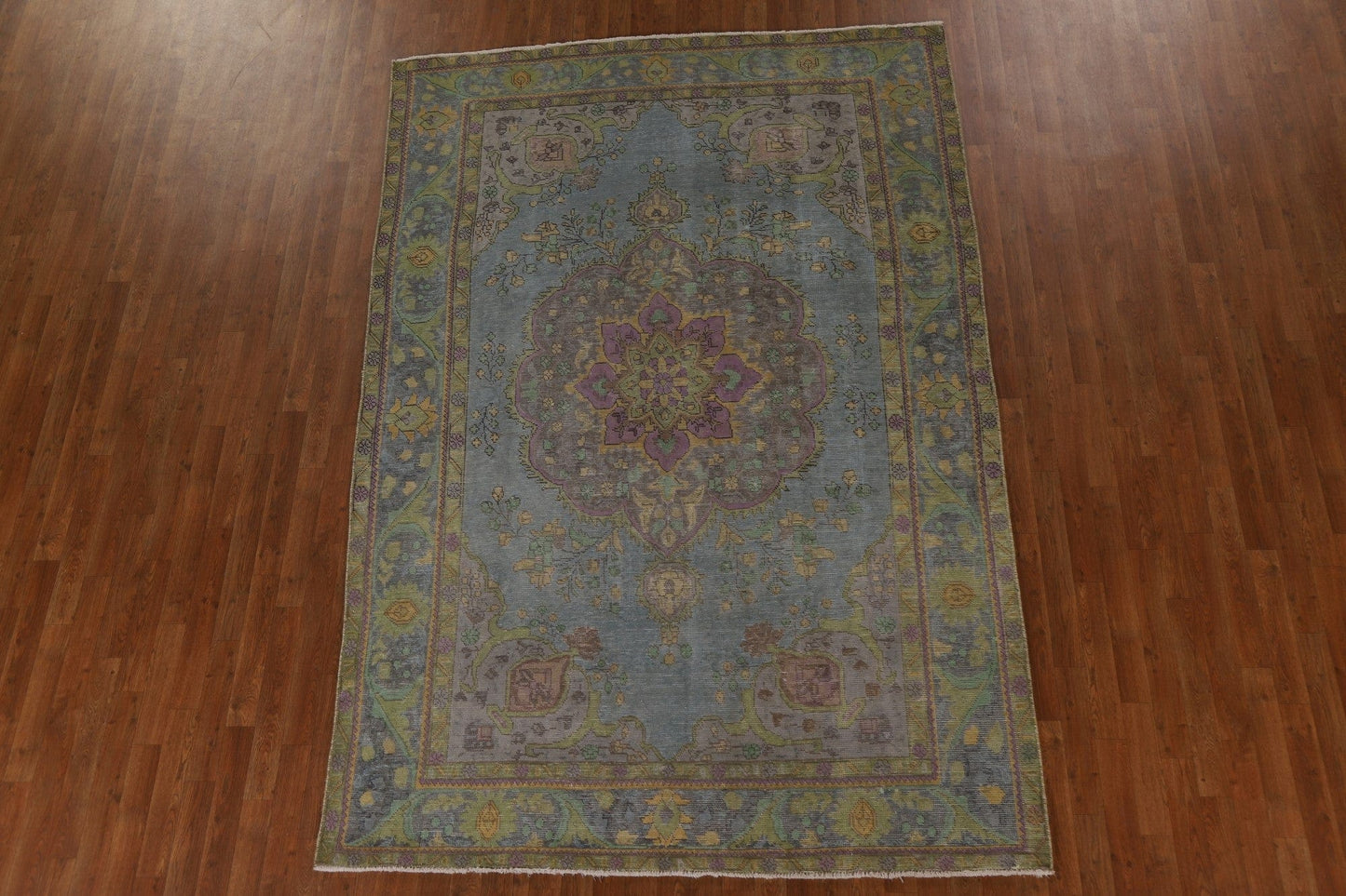 Distressed Over-Dyed Tabriz Persian Area Rug 7x10