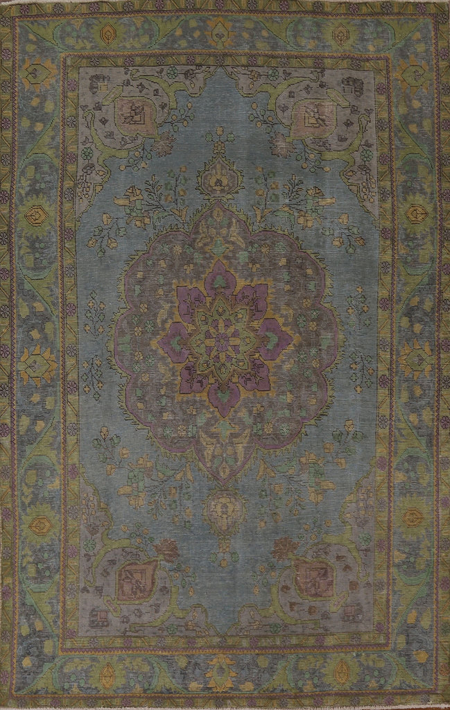 Distressed Over-Dyed Tabriz Persian Area Rug 7x10