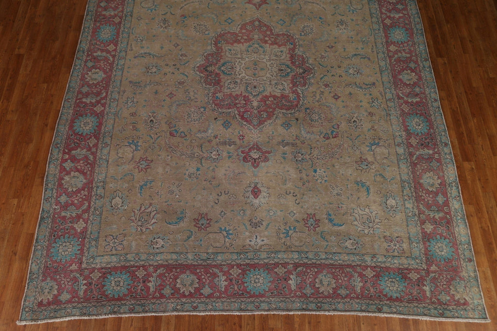 Antique Brown Tabriz Persian Area Rug 10x13