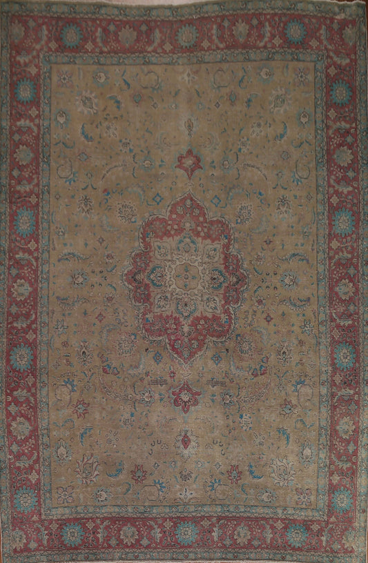 Antique Brown Tabriz Persian Area Rug 10x13