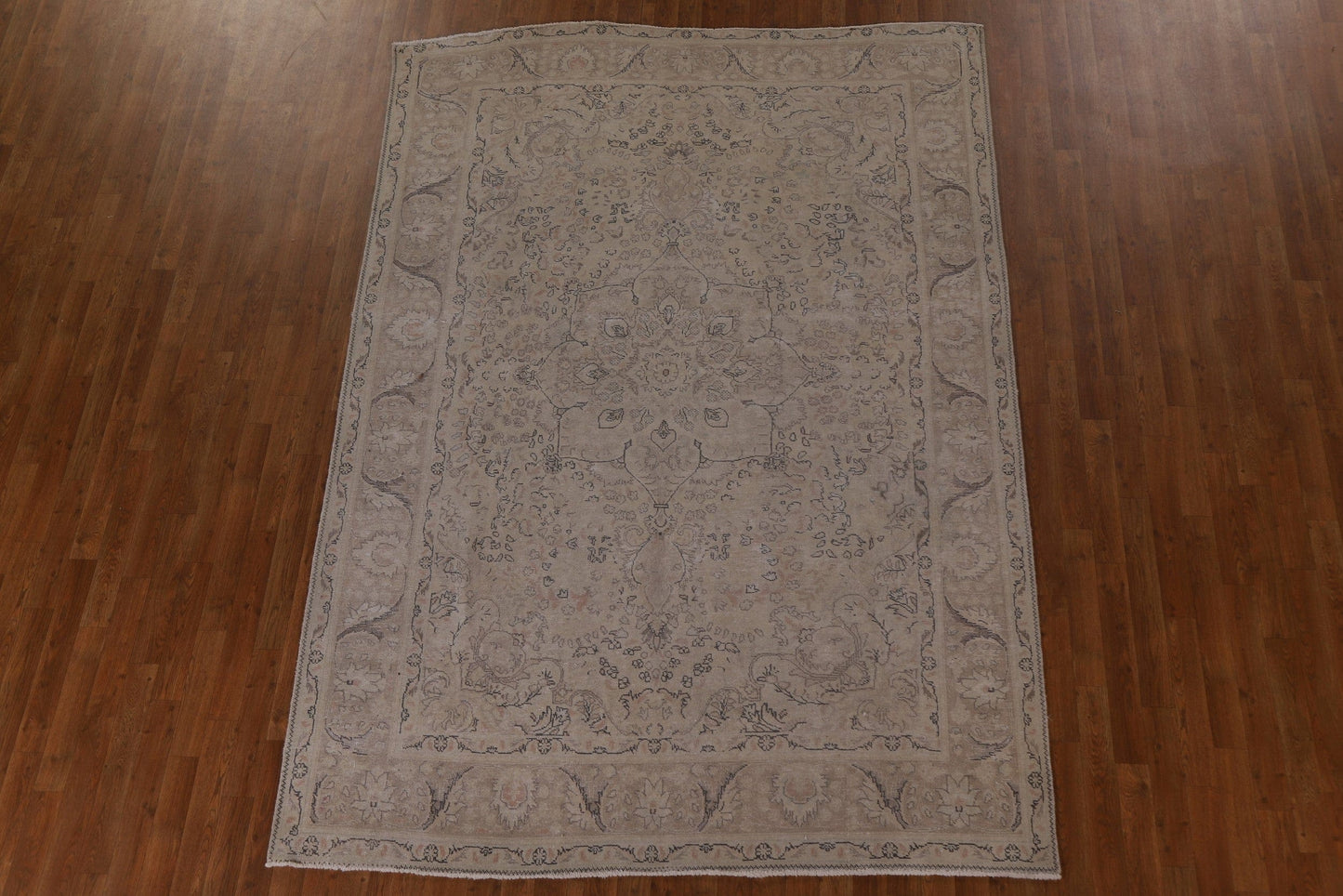 Distressed Muted Tabriz Persian Area Rug 7x9