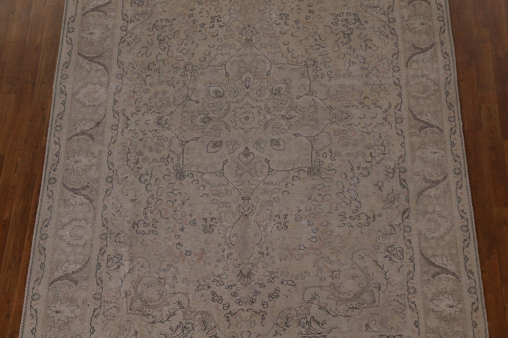 Distressed Muted Tabriz Persian Area Rug 7x9