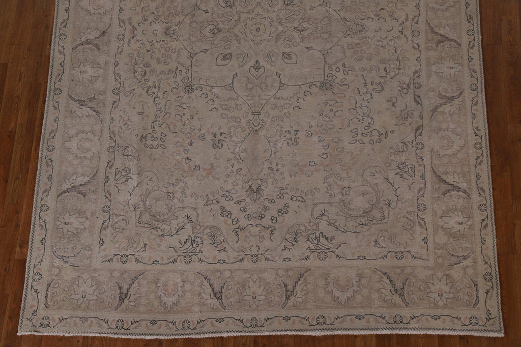 Distressed Muted Tabriz Persian Area Rug 7x9