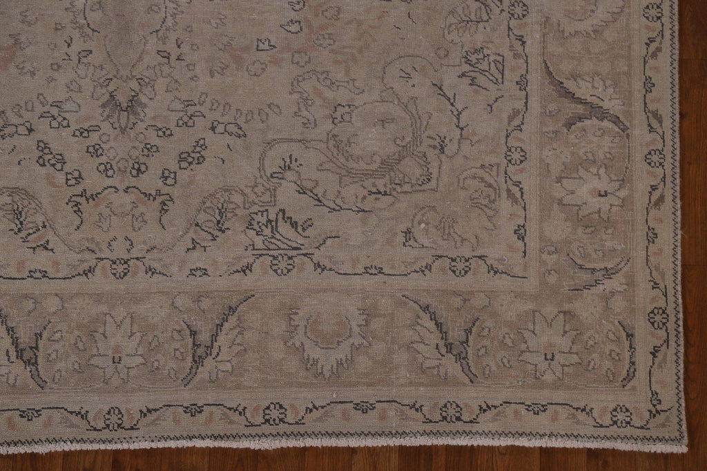 Distressed Muted Tabriz Persian Area Rug 7x9