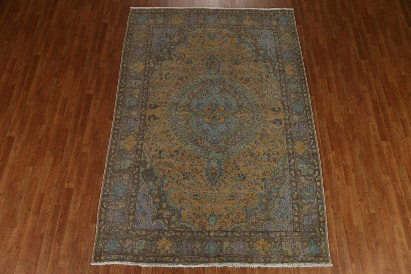 Distressed Over-Dyed Tabriz Persian Area Rug 6x9