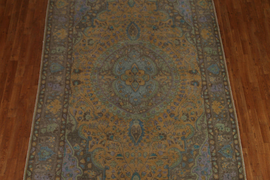 Distressed Over-Dyed Tabriz Persian Area Rug 6x9