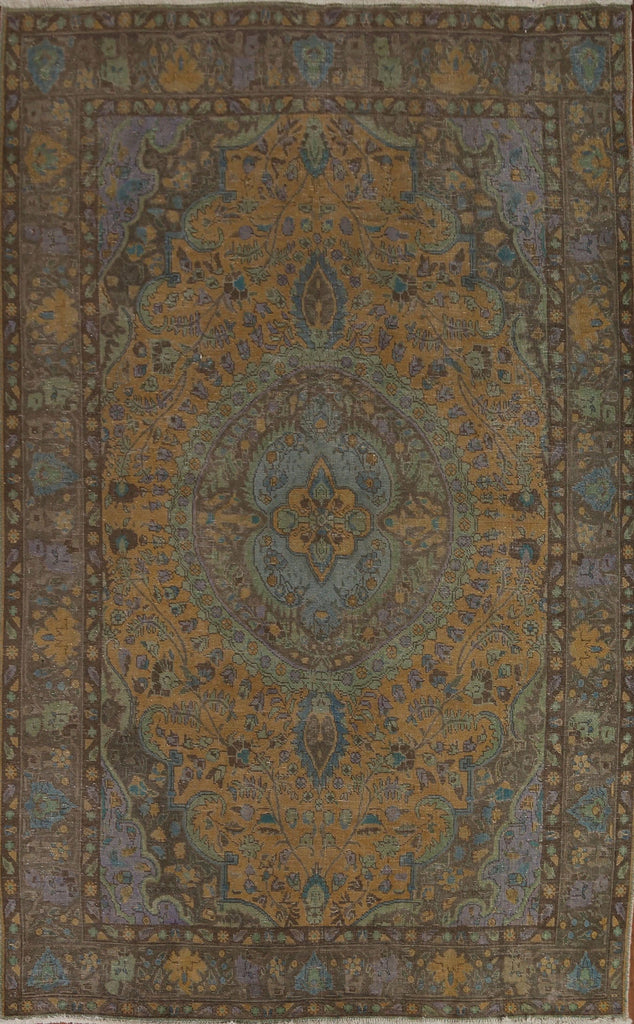 Distressed Over-Dyed Tabriz Persian Area Rug 6x9