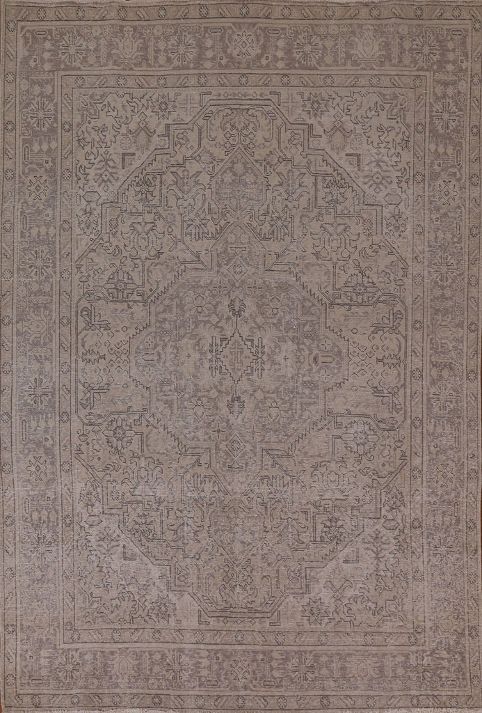 Distressed Muted Tabriz Persian Area Rug 7x9