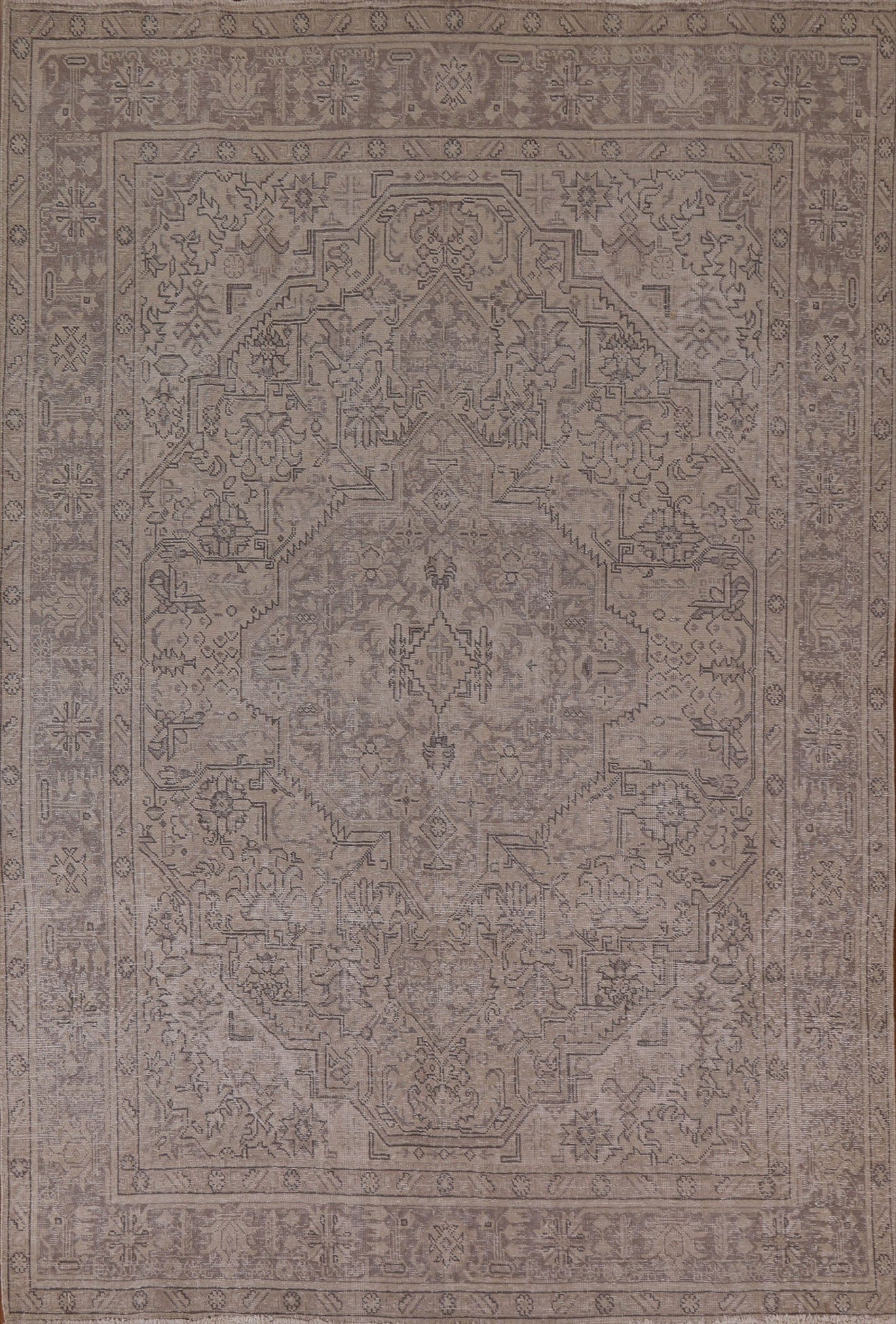 Distressed Muted Tabriz Persian Area Rug 7x9